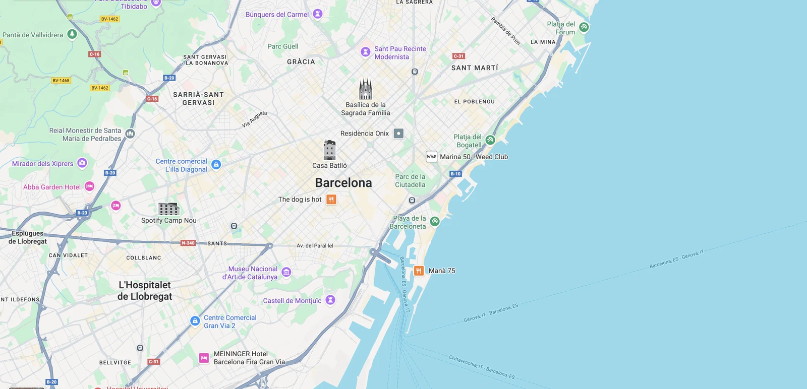 Map showing Gothic Quarter Loft
